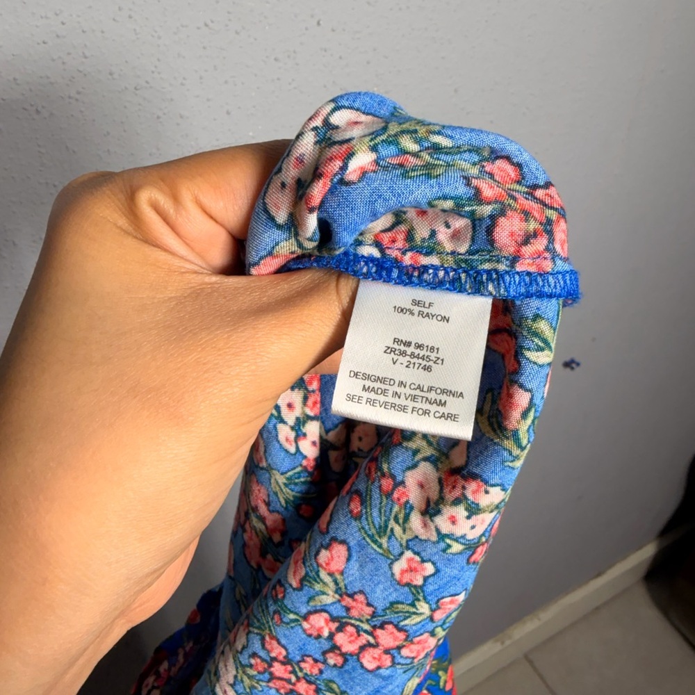 BeBop Blue Floral Tie-Strap Jumpsuit - Picture 6 of 6